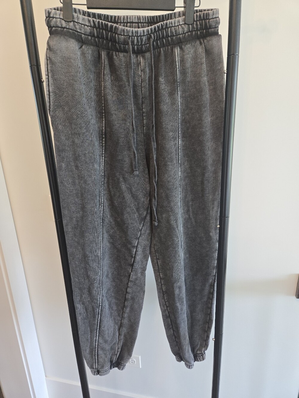 Forever 21 Gray Acid Wash Jogger Sweatpants Women's Large Drawstring Lounge